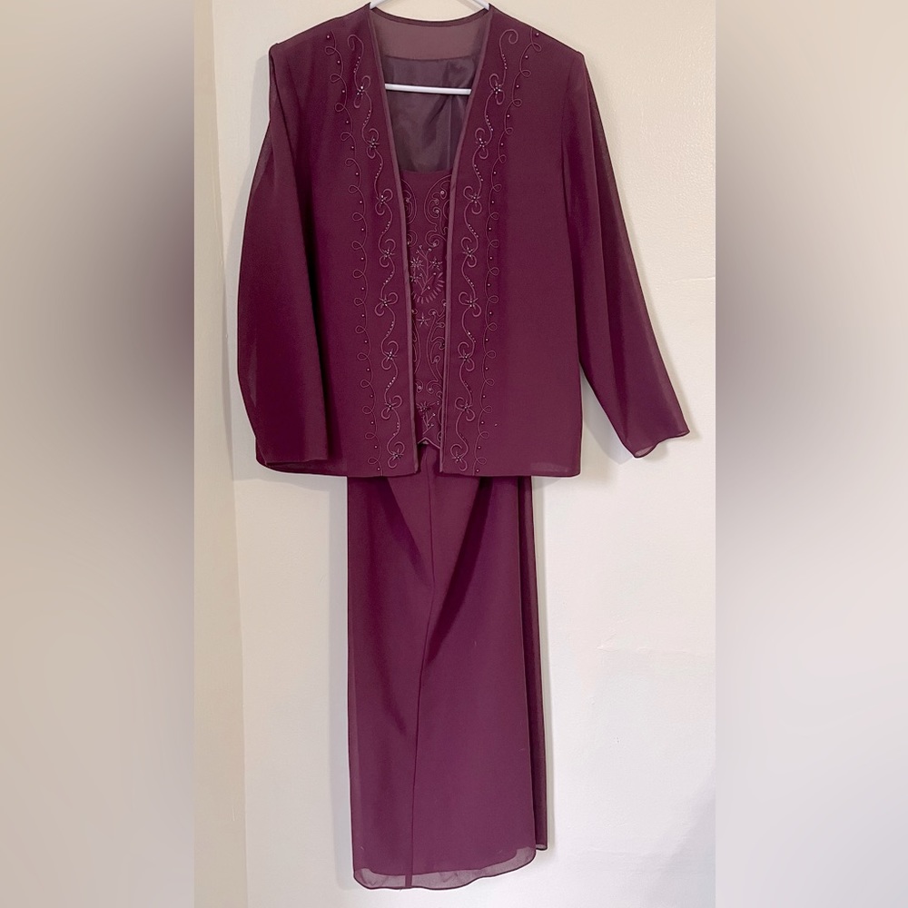 3 piece beaded georgette evening ensemble